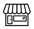 Black storefront icon symbolizing small businesses using Online POS and Merchant Services to manage sales and payments efficiently.