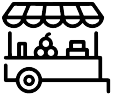 Black market stall icon representing mobile and small vendors using Online POS and Merchant Services for sales and payment processing.