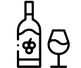 Black wine bottle and glass icon representing bars, restaurants, and wineries using Online POS and Merchant Services for secure payment and sales management.