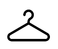 Black hanger icon representing fashion retail supported by Online POS and Merchant Services for inventory and sales management.